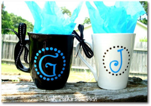 ... Cricut Vinyl Projects / Personalized Initial Coffee Mugs Black or by