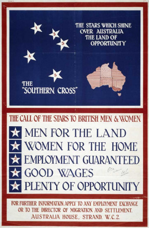 ... stating the need for British men and women to immigrate to Australia
