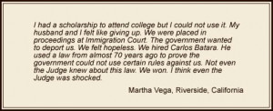 Testimonial For Riverside Deportation Lawyer Carlos Batara