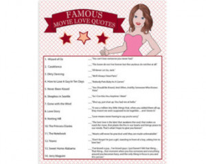 Instant Download Printable Bridal Shower Game Famous Movie Love Quotes