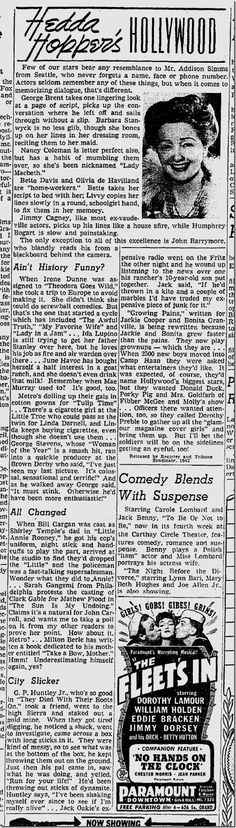 In her column, Hedda Hopper reports that James Cagney learns his lines ...