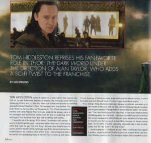 . 2013) article Thor: The Dark World Tom Hiddleston Talks about Loki ...