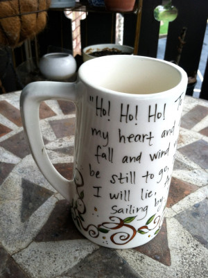 ... white tankard mug - Literary quote mug with vines. $16.00, via Etsy