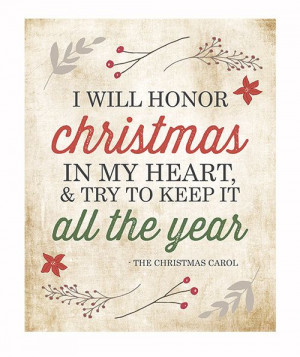 ... Charles Dickens Christmas Carol Quote / Holiday Decor / Red Green