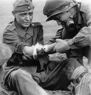 German soldier treated by US Medic