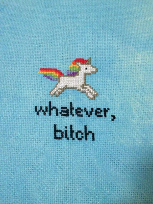 Whatever Bitch Unicorn Cross Stitch Pattern Rainbow PDF