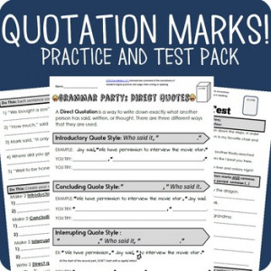 Quotation Marks Grammar Packet + Test
