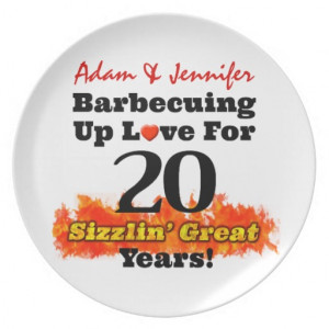 Barbecuing Up Love 20th Wedding Anniversary Plate Plate