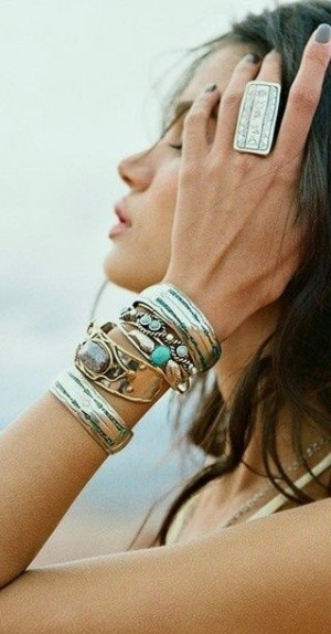 Boho Jewelry, boho chic modern hippie fashion style trend, stacked ...