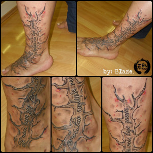 Djordje Balasevic song quote with tree tattoo by by bLazeovsKy