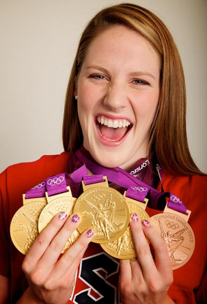 Missy Franklin with her five Olympic medals from the 2012 London Games ...