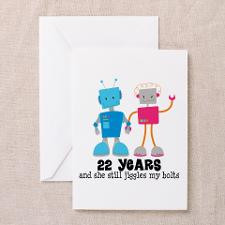 22 Year Anniversary Robot Couple Greeting Card for