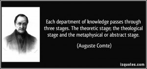 ... stage; the theological stage and the metaphysical or abstract stage