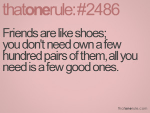 Friends are like shoes; you don't need own a few hundred pairs of them ...