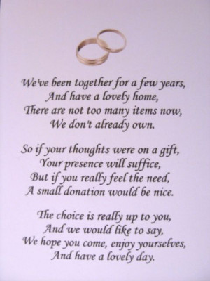 20 Wedding poems asking for money gifts not presents Ref No 1
