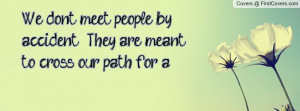 We don't meet people by accident. They are meant to cross our path for ...