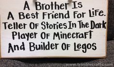 Brother best friend minecraft legos sign boys gift room decor wood ...