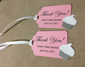 ... CupCake Baby Shower Sprinkle Party Birthday Thank You Tags Cup Cake