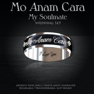 EXQUISITE MO ANAM CARA WHITE GOLD MAN'S RING contents