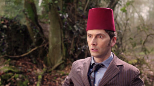 ... the 10th Doctor do when he finds the 11th Doctor's fez? Put it on