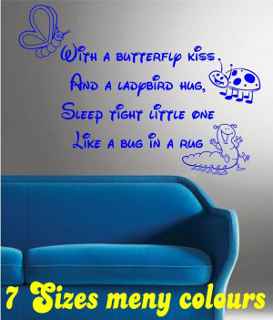 ... Butterfly kiss, Sleep tight baby bedroom vinyl wall art sticker quote