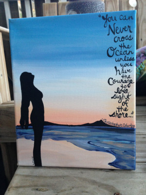 Ocean Quote Silhouetted Woman Painting. Acrylic on Canvas. 8×10 ...