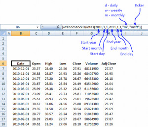 Excel udf: Import historical stock prices from yahoo – added ...