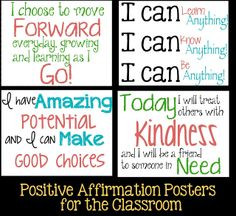 teaching positive affirmations for students more classroom students ...