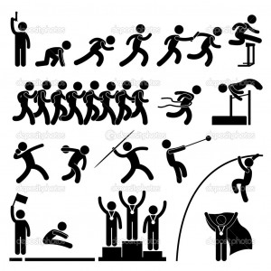 Sport Field and Track Game Athletic Event Winner Celebration Icon ...