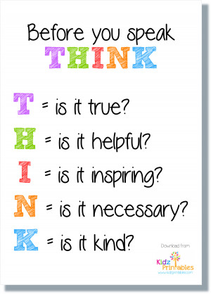 Think Before You Speak – Free Printable Quote