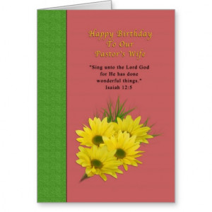 Birthday, Pastor’s Wife, Yellow Daisies, Religious Greeting Card