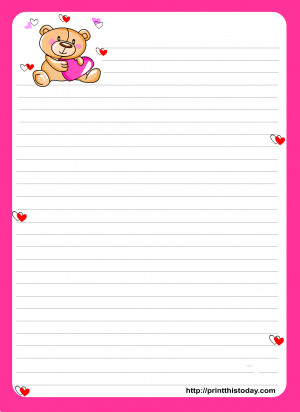 Letter pad stationery design with Teddy bear holding Balloons