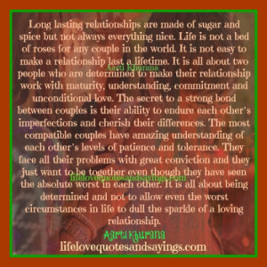 Long Lasting Relationships Are Made Of Sugar And Spice.