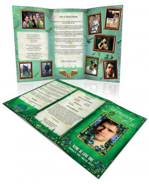 Obituary Template Classic Green Tri Fold Brochure