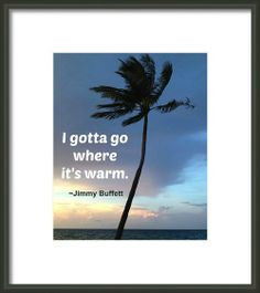 Gotta Go Where It's Warm. Quote by Jimmy Buffett on photograph.