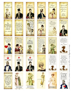 Jane Austen Sense and Sensibility 1x2 inch domino digital collage ...