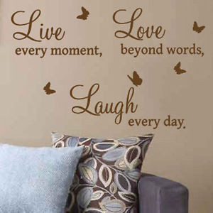 ... -Laugh-Butterfly-Art-Wall-Quote-Stickers-Wall-Decal-Words-Lettering