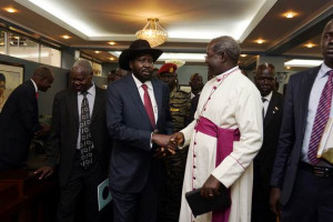 President Salva Kiir Mayardit, asked for a blessing for the new ...