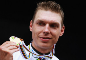 Tony Martin Tony Martin of Germany poses with his gold medal after