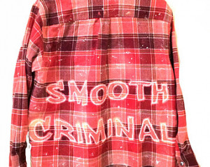 Smooth Criminal Shirt in Orange Plaid Flannel. Hipster grunge song ...