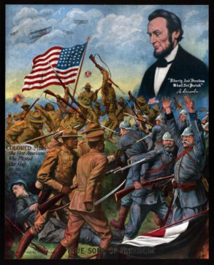 War I American propaganda poster showing African American soldiers ...
