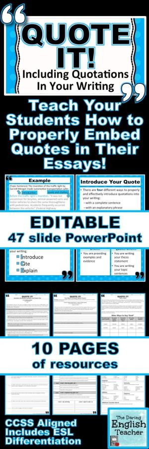 how to properly embed quotations in their writing. CCSS Aligned ...