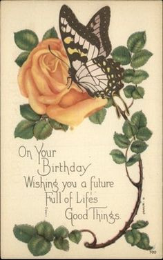 Rose Butterfly Birthday Wish More