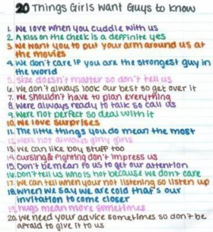 Things Girls Want Guys To Know: Quote About 20 Things Girls Want Guys ...