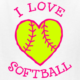 ... ~ Kids Softball Tee / Hot Pink and Neon Yellow softball heart design