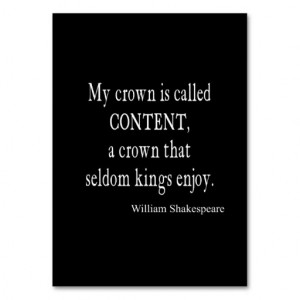 Crown Content Seldom Kings Enjoy Shakespeare Quote Business Card ...