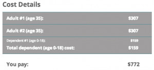 California Obamacare Health Insurance Sample Quote