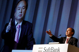 SoftBank Chief Executive Masayoshi Son, shown at a news conference in ...