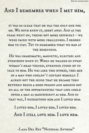 Jackie Kennedy Onassis on her undying love for JFK . Lyrics : National ...