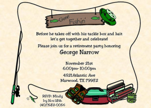 Sunset Fishing Retirement Party Invitations Front And Back Large